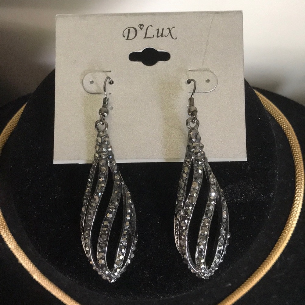 Blinged Out 3D wavy dangle earrings